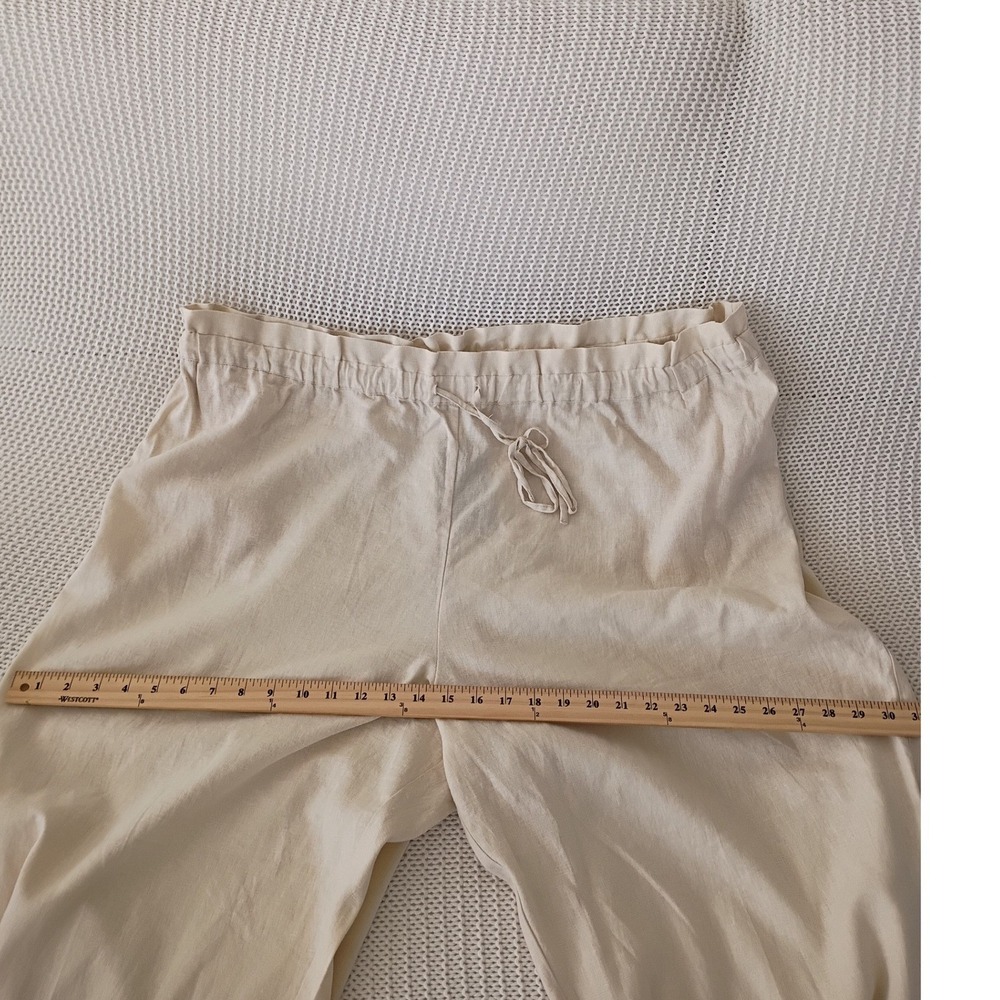 NWT ELOQUI Linen Blend Paperbag Waist Cropped Pants Beige Fits L/XL $XXX Coastal - Picture 13 of 14